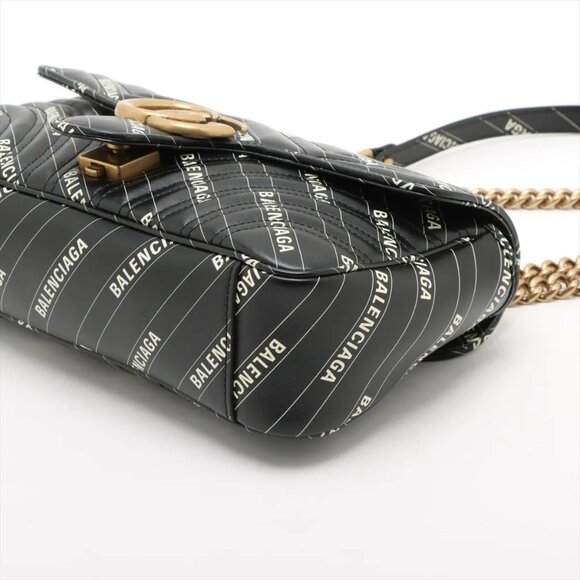 Gucci x Balenciaga GG Marmont Leather Chain Shoulder Bag – Black - Picture 3 of 9